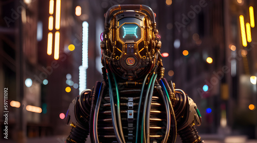 A humanoid entirely wrapped in cables with insane Details