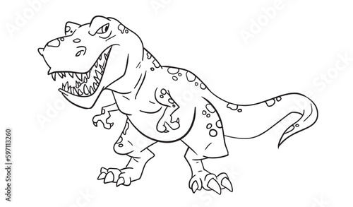 Cartoon tyrannosaurus coloring book. Outline vector illustration for coloring book. Vector sheet icon