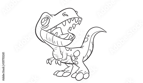 Cartoon tyrannosaurus coloring book. Outline vector illustration for coloring book. Vector sheet icon