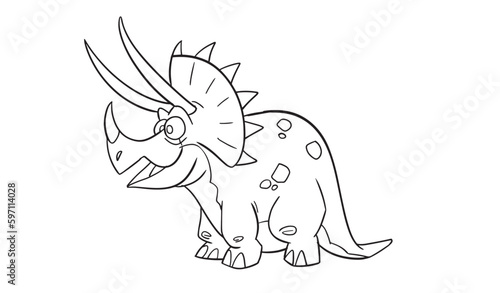 Triceratops coloring pages. Prehistoric horned dinosaur styracosaurus, coloring book.