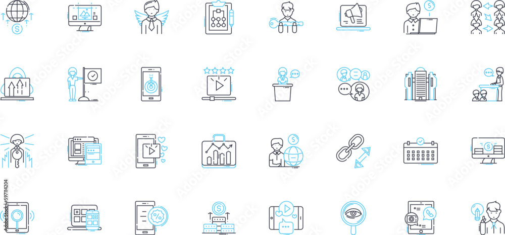 Digital strategy linear icons set. Analytics, Content, Data, Innovation, Optimization, Engagement, Channel line vector and concept signs. Segmentation,Automation,Personalization outline illustrations Digital strategy linear icons set. Analytics, Content, Data, Innovation, Optimization, Engagement, Channel line vector and concept signs. Segmentation,Automation,Personalization outline illustrations