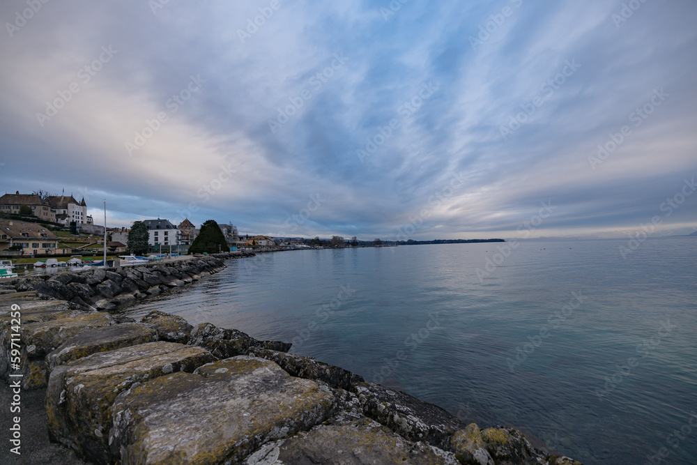Early morning view of the Lake Geneve