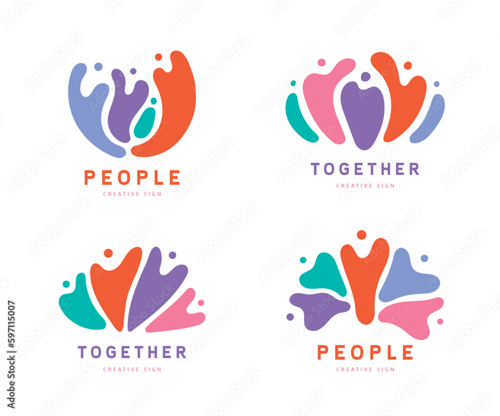 Vector set of wavy men logos. Youth community, people together, support and union concepts. Vector set of wavy men logos. Youth community, people together, support and union concepts.