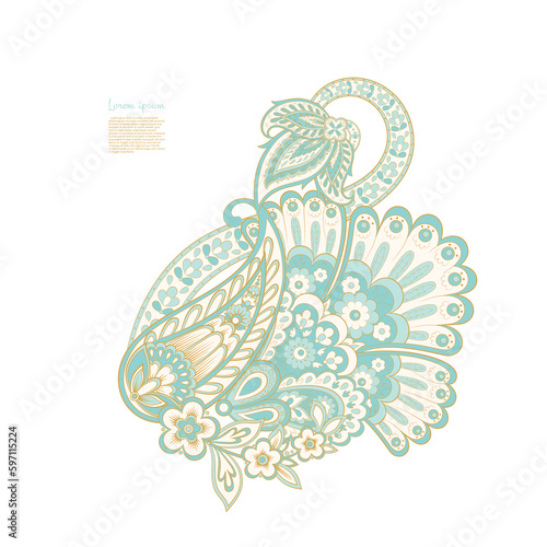 Paisley Pattern. Floral Isolated Asian Illustration