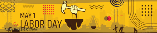 Illustration Vector Design Of World Labor Day. World Labor day poster design.