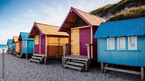 huts on the beach (Generative AI) © Byte