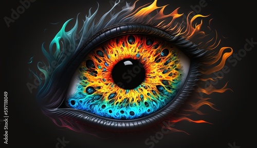 abstract image of the eye in bright colors.