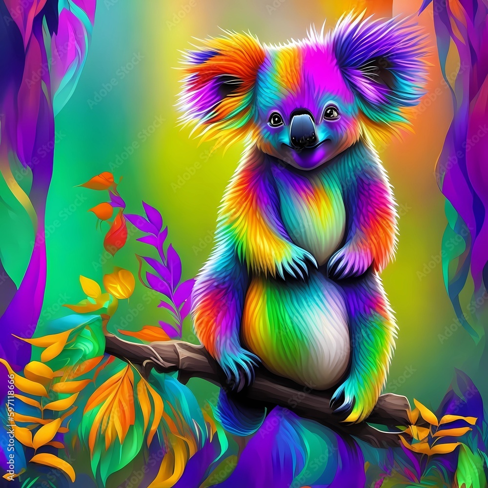qoala image with color art illustration, generative Ai image