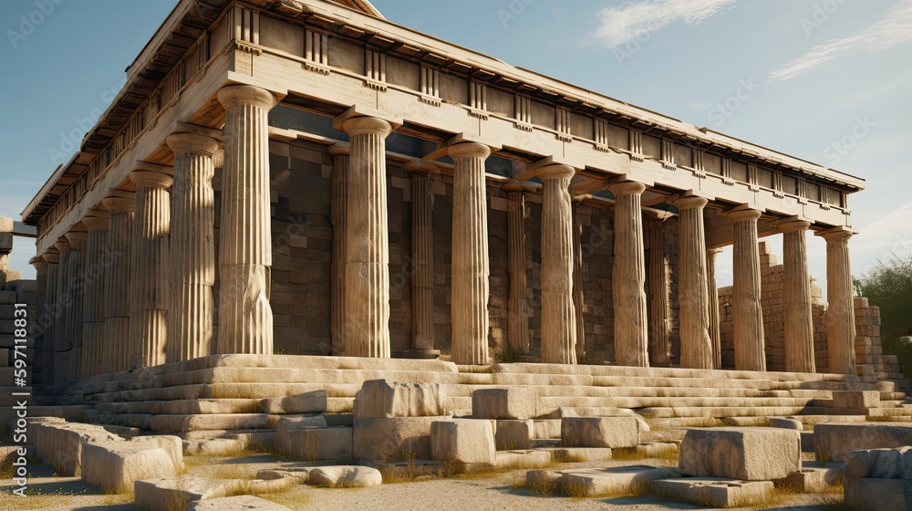 Obraz premium Exploring Ancient Greek Civilization through Generative AI: A Journey to the Past
