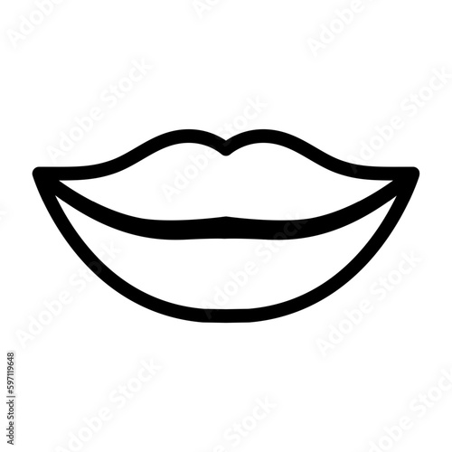 icon line lips silhouette vector isolated on white