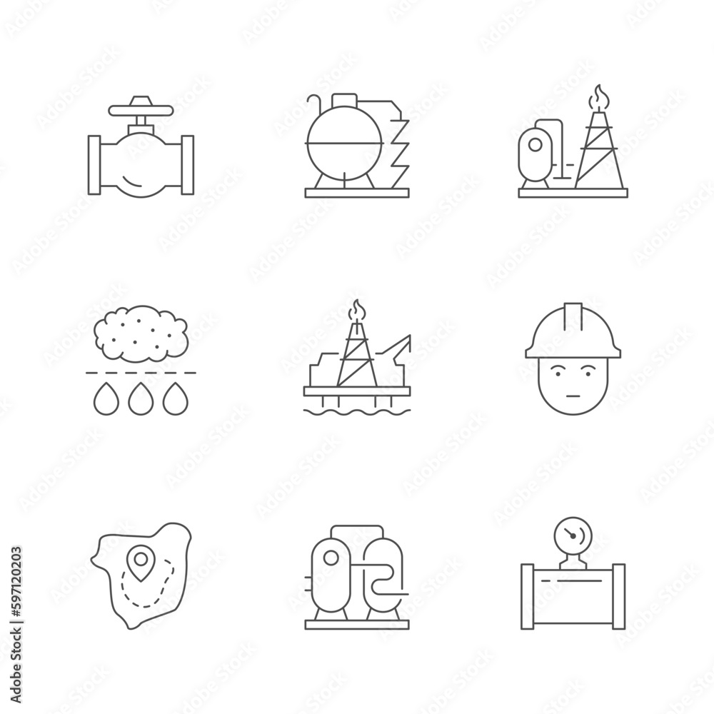 Set line icons of gas industry Set line icons of gas industry