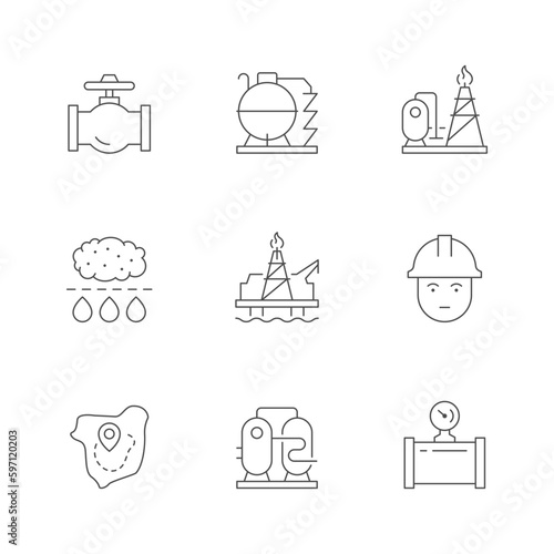 Set line icons of gas industry