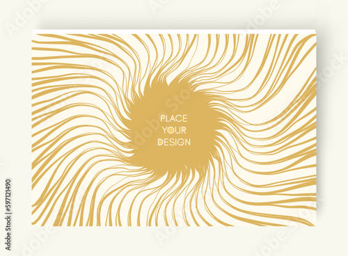 Circular frame element. Radial racy vector design. Art composition with copy space. Cover design template. 3D illustration for brochure, poster, presentation, flyer or banner.