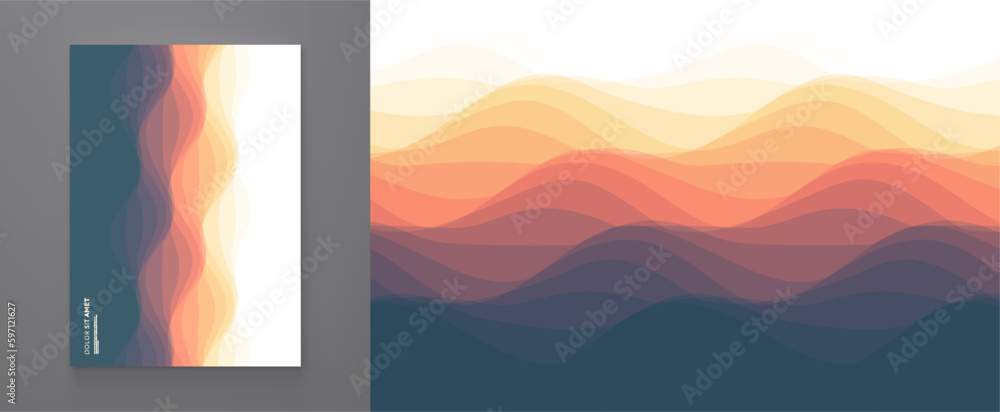 Abstract ocean seascape. Sea surface. Realistic landscape with waves. Nature background. Cover design template. 3d vector illustration for banner, flyer, poster or brochure. - obrazy, fototapety, plakaty 