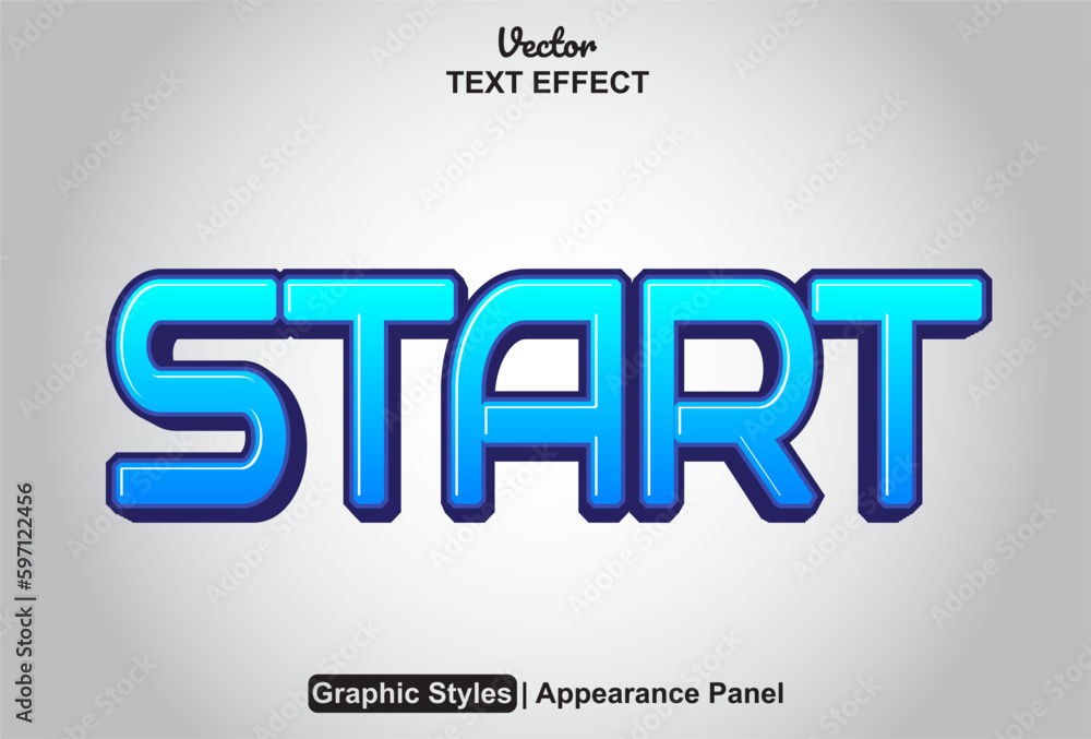 start text effect with blue color graphic style and editable.