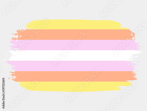 Pangender Flag painted with brush on white background. LGBT rights concept. Modern pride parades poster. Vector illustration