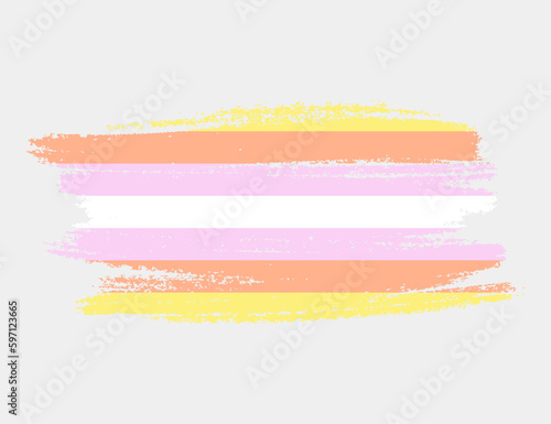 Pangender Flag painted with brush on white background. LGBT rights concept. Modern pride parades poster. Vector illustration