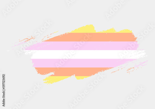 Pangender Flag painted with brush on white background. LGBT rights concept. Modern pride parades poster. Vector illustration