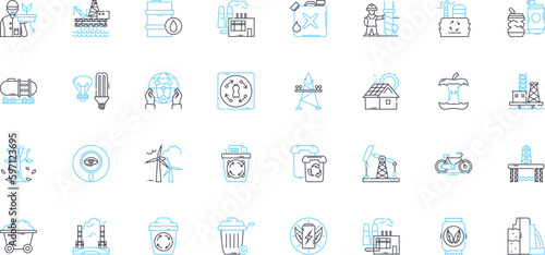 Efficient control linear icons set. Streamlined, Agile, Optimized, Systematic, Disciplined, Rational, Productive line vector and concept signs. Fast,Reliable,Precise outline illustrations