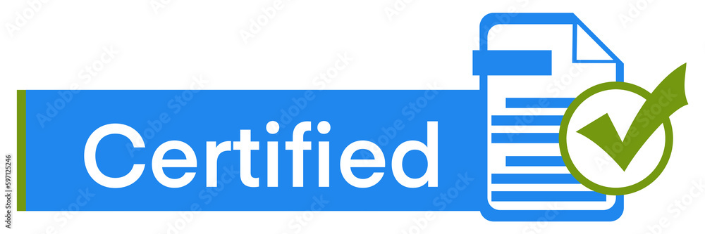 Certified File Page Tick Mark Green Blue Symbols Rectangle Text Certified File Page Tick Mark Green Blue Symbols Rectangle Text