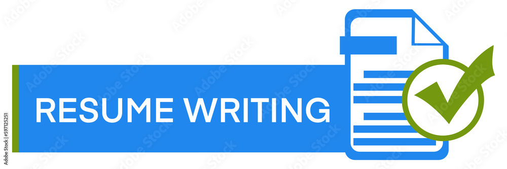 Resume Writing File Page Tick Mark Green Blue Symbols Rectangle Text Resume Writing File Page Tick Mark Green Blue Symbols Rectangle Text