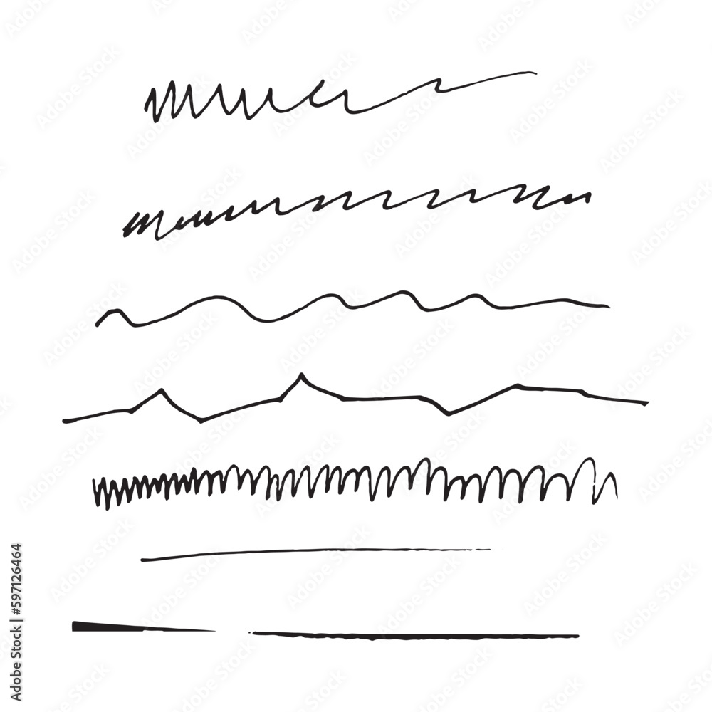 Set of hand drawn lines vector. Editable strokes. Black patterns. Design elements for your next project.