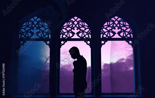 silhouette of a person in a window