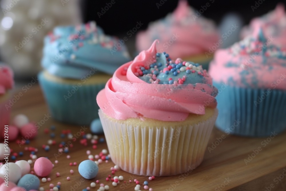 Gender Reveal Cupcakes Generative AI