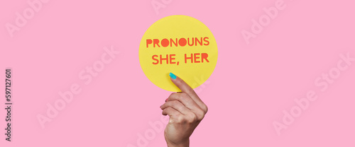 Φωτογραφία text my pronouns are she, her, banner format