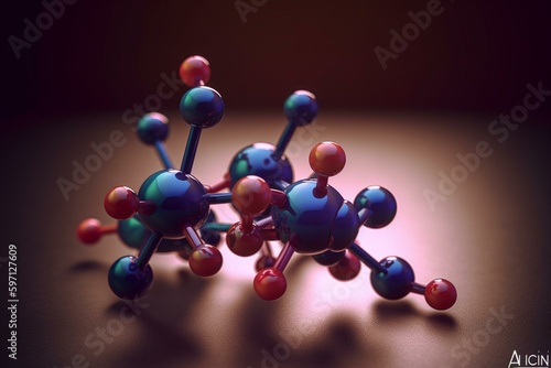 3D rendering of molecule n-lactoyl phenylalanine (lac-phe). Generative AI photo