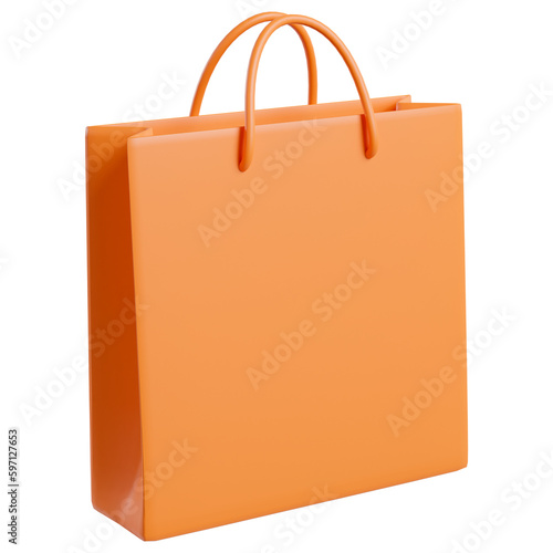 Orange shopping bag. 3d illustration. 