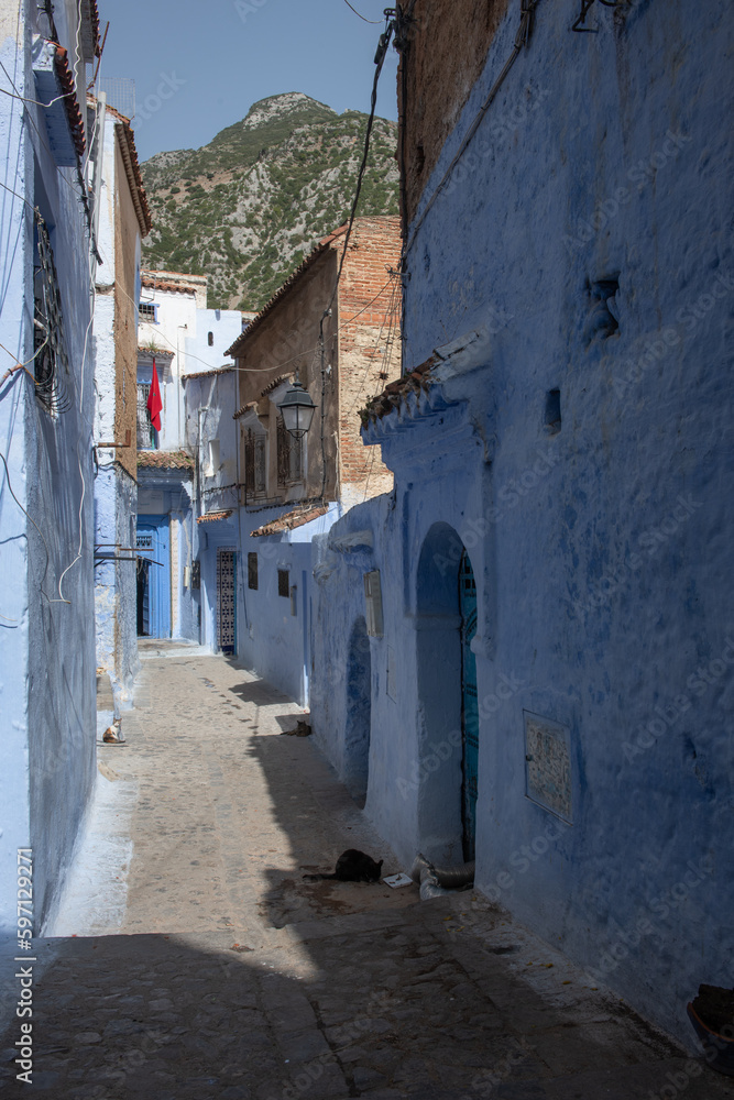 Fotografie della città di Chefchaouen la città blu in Marocco