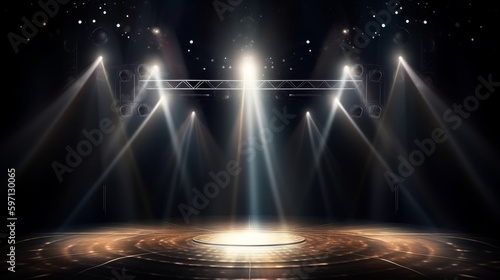 ライトアップされたライブステージ：AI作品
