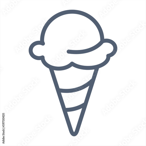 Ice cream cone. Pixel perfect, editable stroke line icon - Illustration.Ice cream thick line icon  web, mobile and infographics. Vector isolated icon