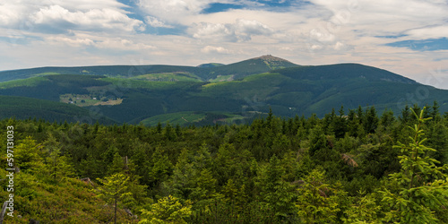 View from Lysecinska hora in eastern part of Krkonose mountains