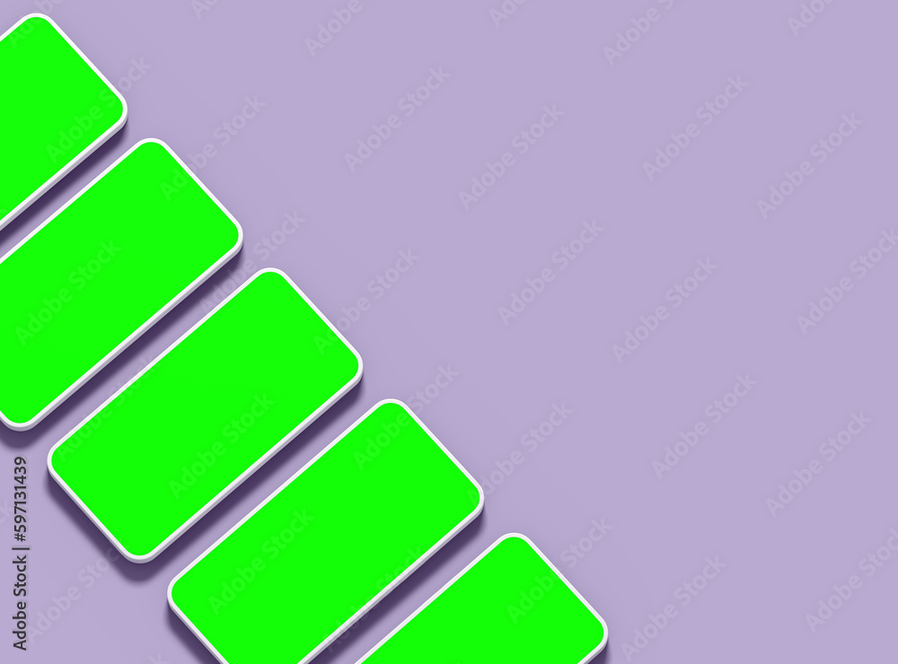 Mockup of a set of unbranded smartphones with Customizable Design for UI/UX Product Showcase. 3D Render Mockup of a set of unbranded smartphones with Customizable Design for UI/UX Product Showcase. 3D Render