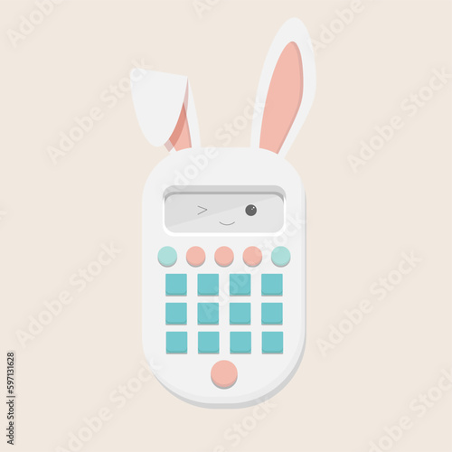 Cute bunny calculator in pastel colors