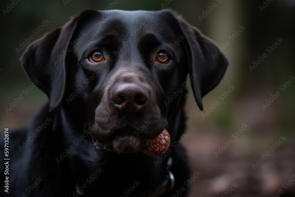 Medium shot portrait photography of a happy labrador retriever chewing things against local parks and playgrounds background. With generative AI technology Medium shot portrait photography of a happy labrador retriever chewing things against local parks and playgrounds background. With generative AI technology