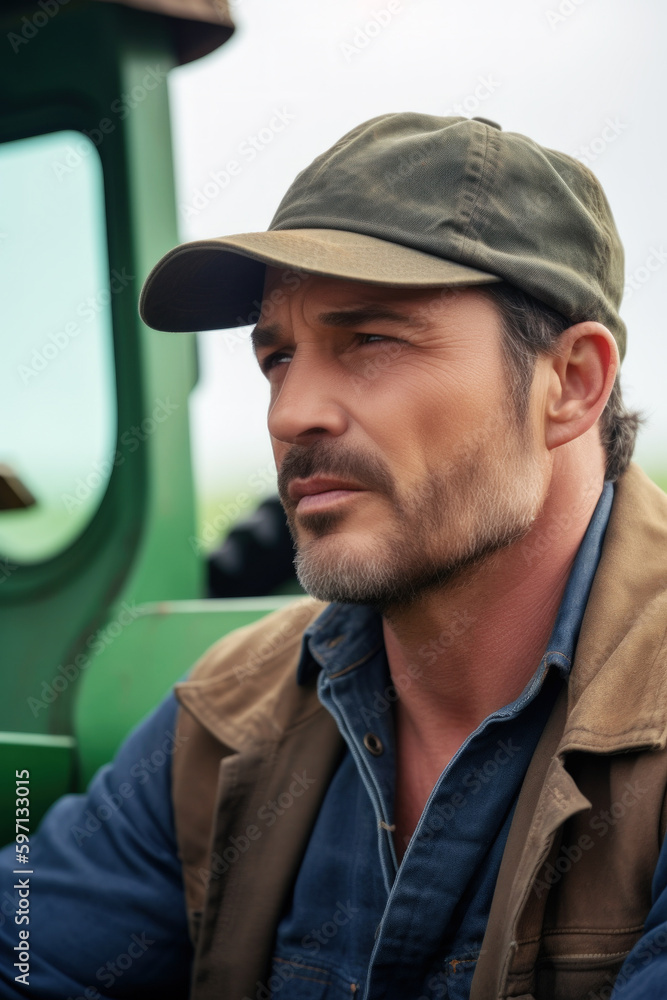 As the sun dipped low, a 40-year-old Caucasian farmer rested beside his faithful tractor, his weary smile reflecting a day of toil, sowing the seeds of tomorrow. Generative AI As the sun dipped low, a 40-year-old Caucasian farmer rested beside his faithful tractor, his weary smile reflecting a day of toil, sowing the seeds of tomorrow. Generative AI