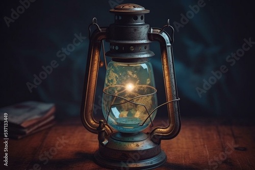 Transparent vintage lantern in watercolor style. Generative AI