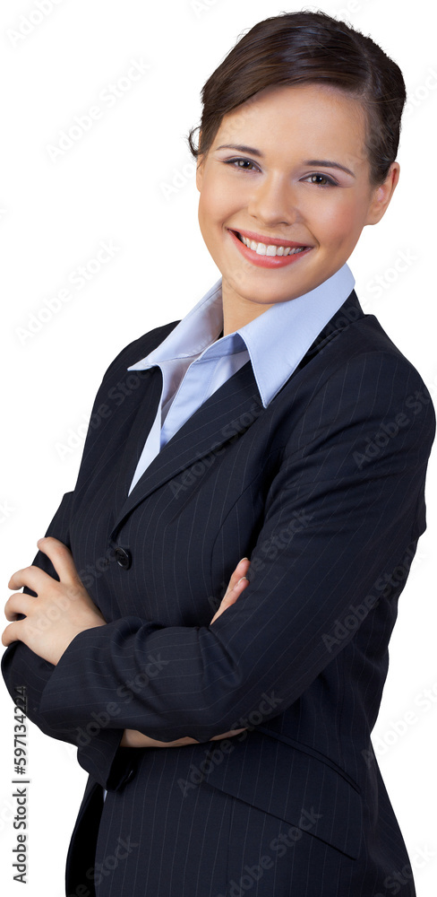 Smiling Young Businesswoman with Arms Folded - Isolated Smiling Young Businesswoman with Arms Folded - Isolated