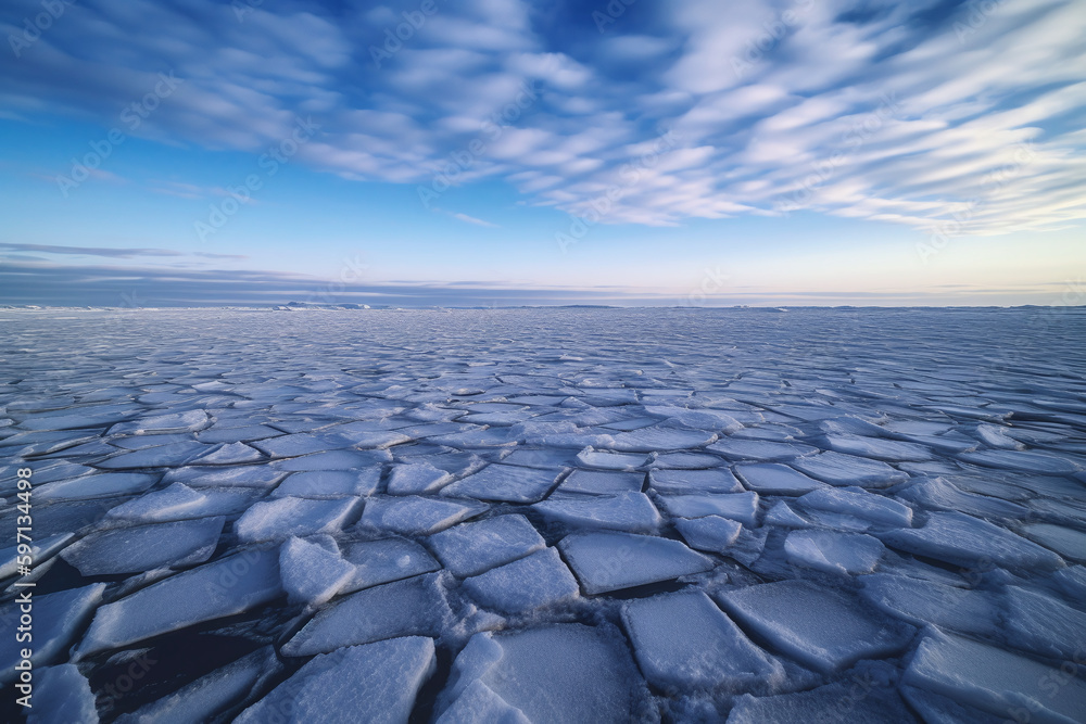 Fototapeta premium Vue sur une mer de glace » IA générative