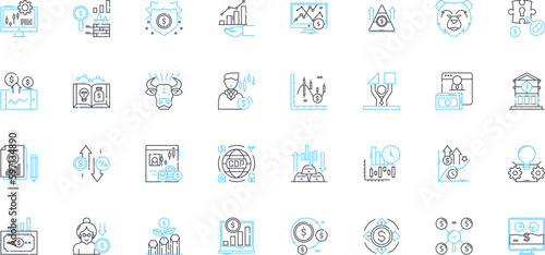 Business intelligence linear icons set. Analytics  Data  Performance  Insights  Dashboards  Visualization  Reporting line vector and concept signs. Metrics KPIs Trending outline illustrations