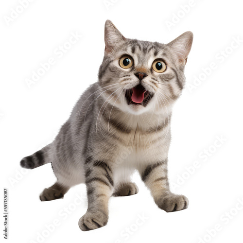 American shorthair cat on isolated white background