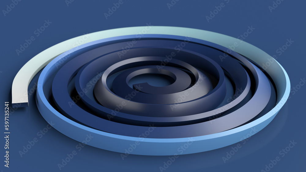 Blue and white spring. Blue background. Abstract illustration, 3d render. Blue and white spring. Blue background. Abstract illustration, 3d render.