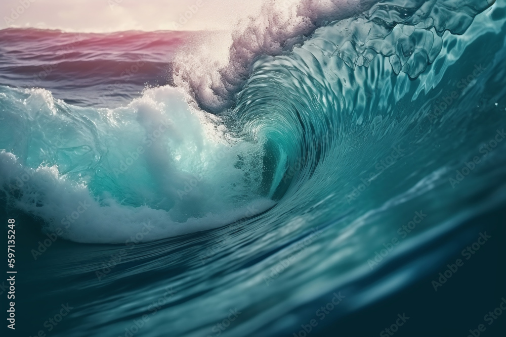 Gros plan sur une vague dans l'océan » IA générative