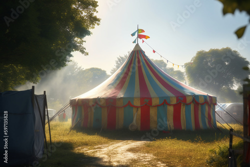 Vue d'un chapiteau de cirque coloré un jour d'été » IA générative photo