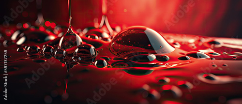 red viscous liquid. Generative AI image. photo