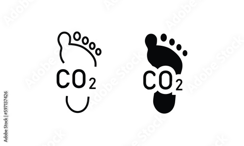 footprint carbon icon, outline footprint, impact co2 on environmental
