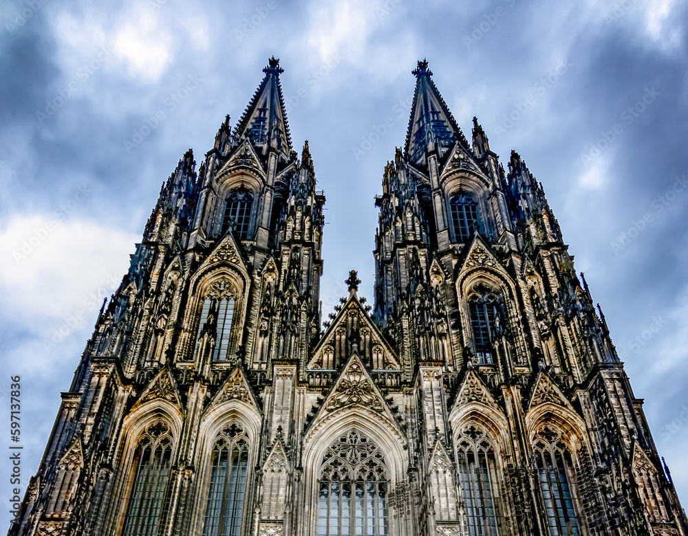 Twin towers of Cologne gothic cathedral in Germany